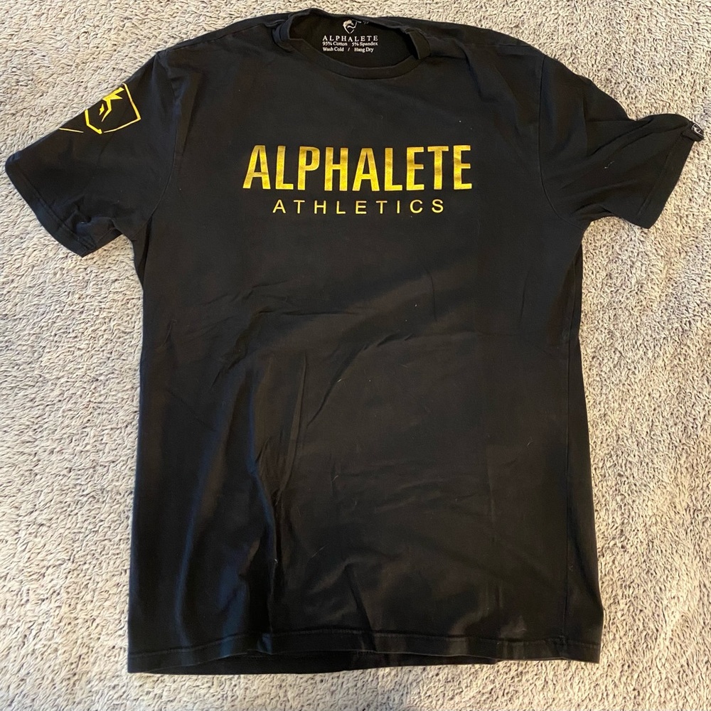 Alphalete black and gold performance t-shirt